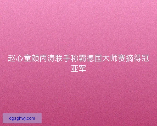 赵心童颜丙涛联手称霸德国大师赛摘得冠亚军