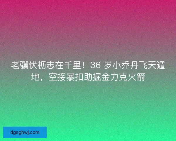 老骥伏枥志在千里！36 岁小乔丹飞天遁地，空接暴扣助掘金力克火箭