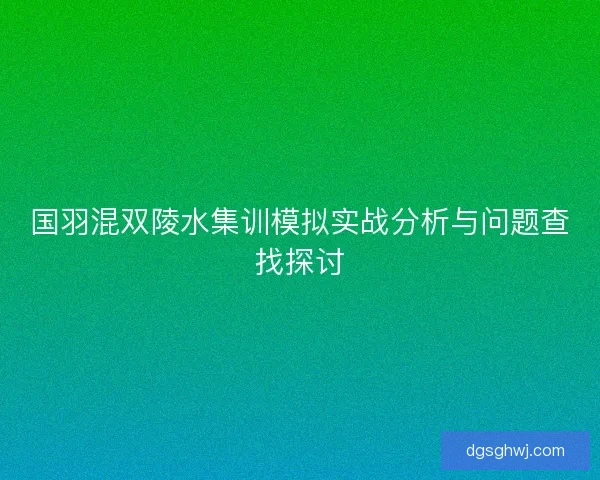 国羽混双陵水集训模拟实战分析与问题查找探讨