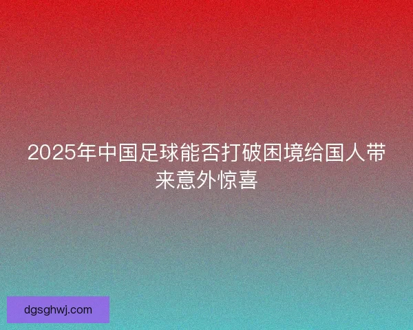 2025年中国足球能否打破困境给国人带来意外惊喜 2025年中国足球能否打破困境给国人带来意外惊喜