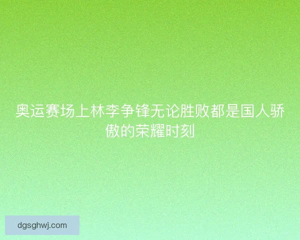 奥运赛场上林李争锋无论胜败都是国人骄傲的荣耀时刻