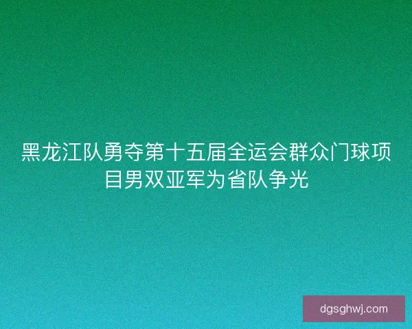 黑龙江队勇夺第十五届全运会群众门球项目男双亚军为省队争光